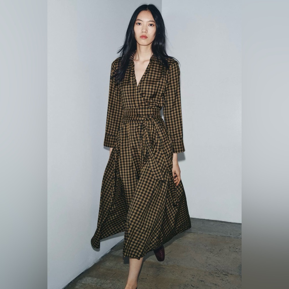 Zara ZW Collection Plaid Shirt Dress